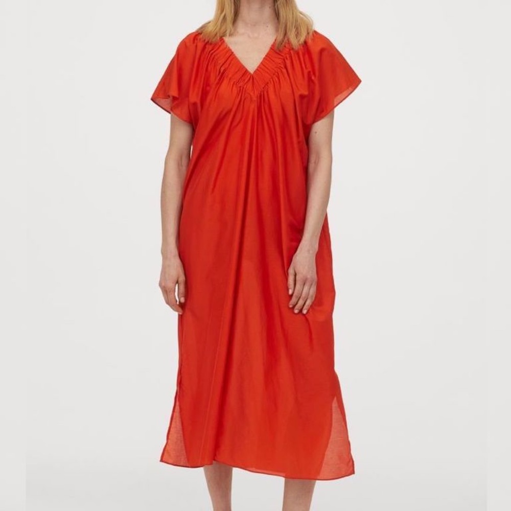 H&M Trend Premium Silk Blend Kaftan Dress Orange L